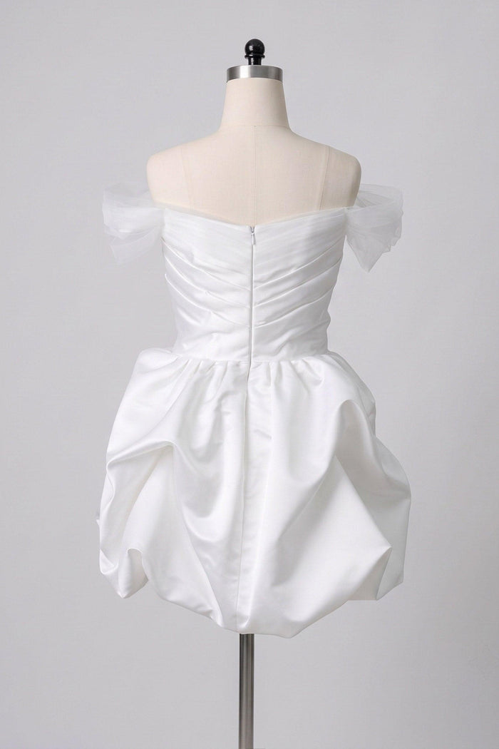 Ball Gown Short-Mini Satin Tulle Wedding Dress 771775523326