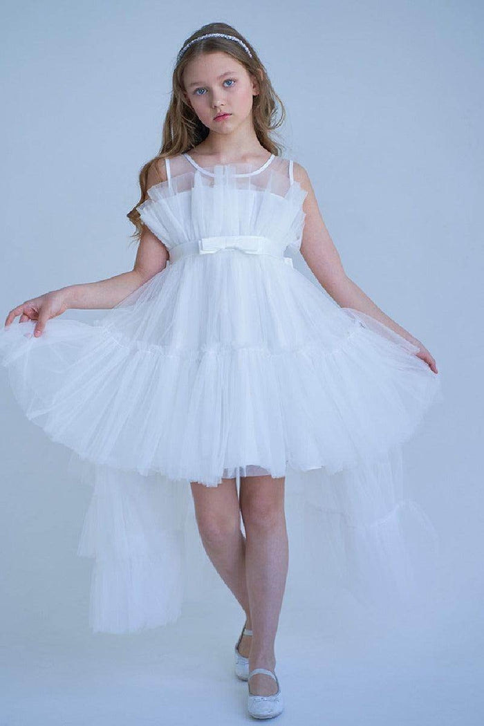 Ball-Gown Square Neckline Knee-Length Tulle Removable tail Flower Girl Dresses 776544998685 - COCOMELODY