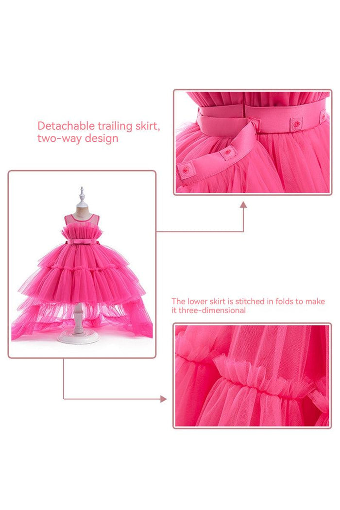 Ball-Gown Square Neckline Knee-Length Tulle Removable tail Flower Girl Dresses 776544998685 - COCOMELODY