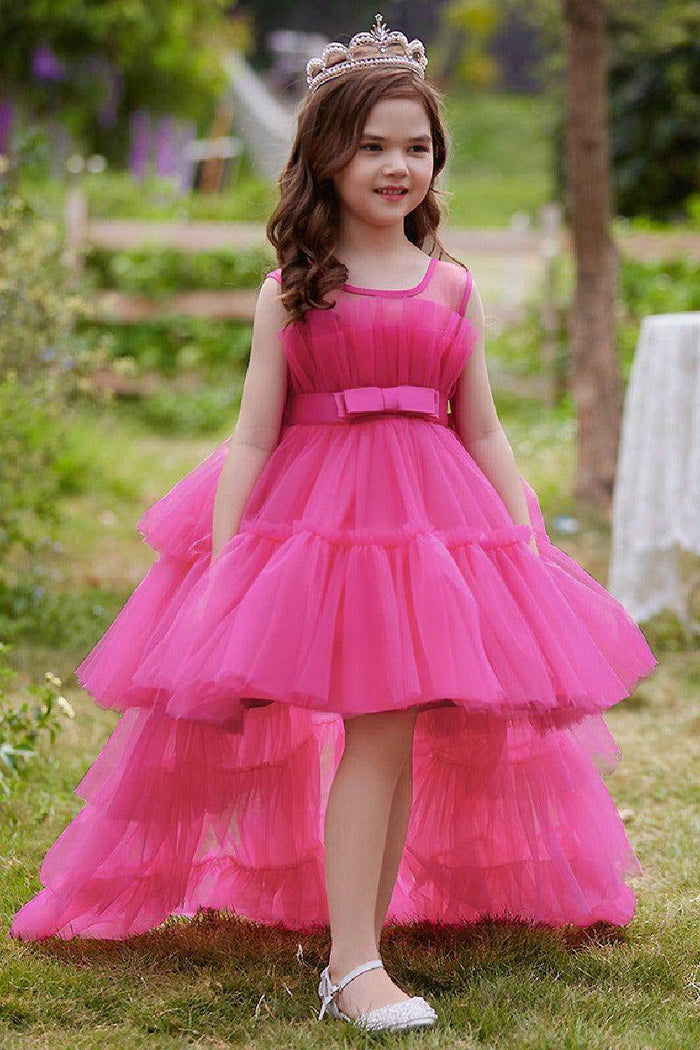 Ball-Gown Square Neckline Knee-Length Tulle Removable tail Flower Girl Dresses 776544998685 - COCOMELODY