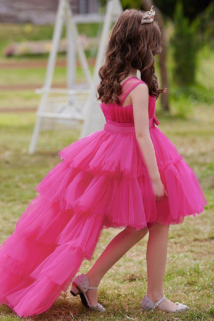 Ball-Gown Square Neckline Knee-Length Tulle Removable tail Flower Girl Dresses 776544998685 - COCOMELODY