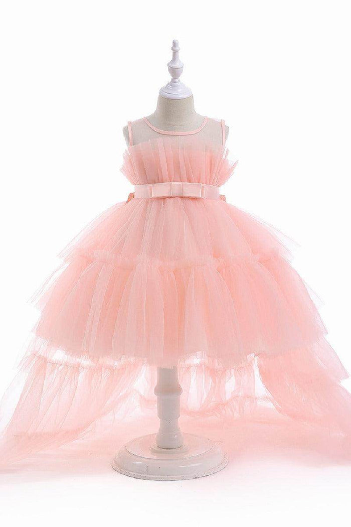 Ball-Gown Square Neckline Knee-Length Tulle Removable tail Flower Girl Dresses 776544998685 - COCOMELODY