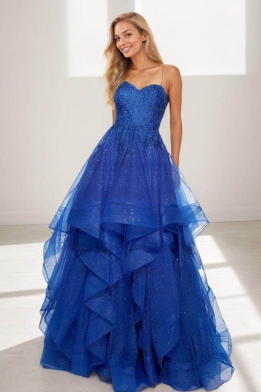 Ball Gown Sweetheart Tiered Skirt Tulle Prom Dresses CS0842 - COCOMELODY