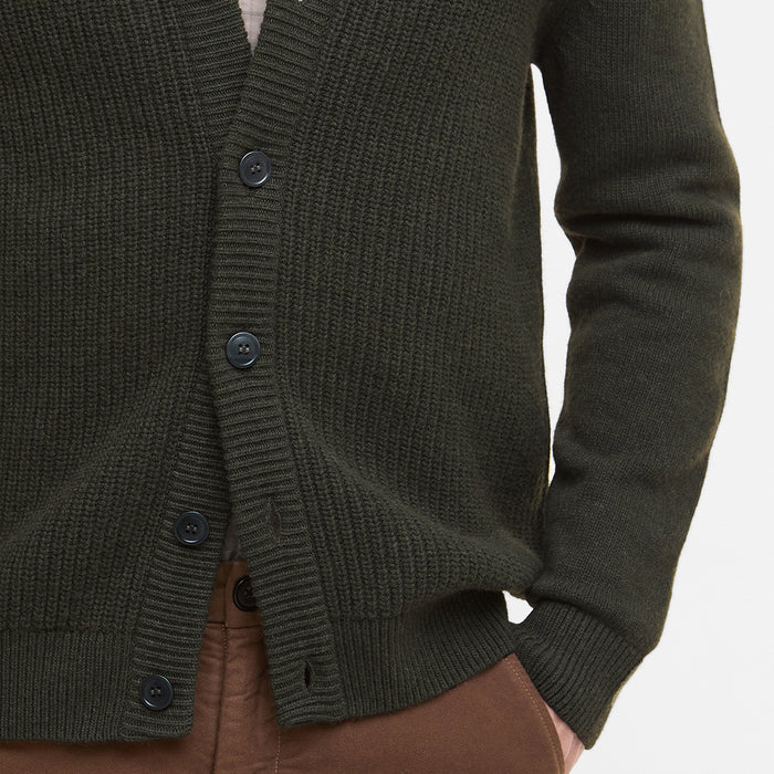 Barbour - Mainland Cardigan in Olive - Nigel Clare