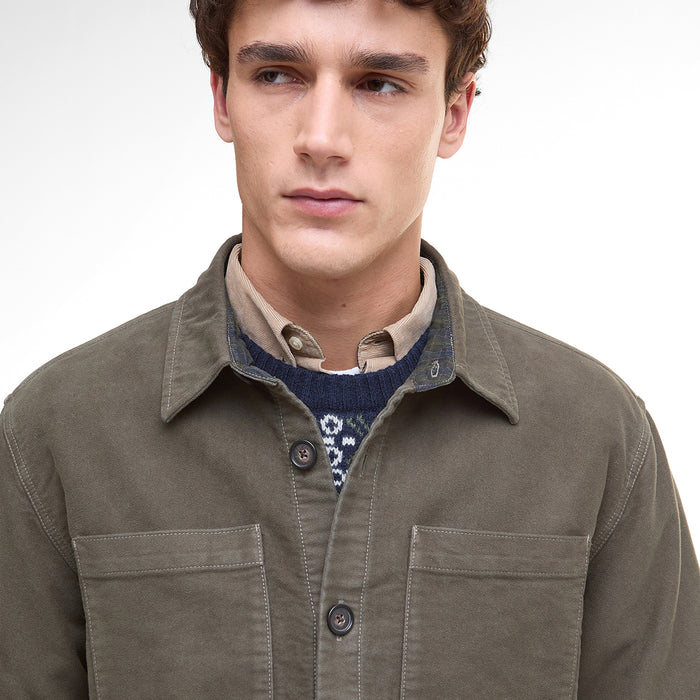 Barbour - Moleskin Overshirt in Dark Olive - Nigel Clare