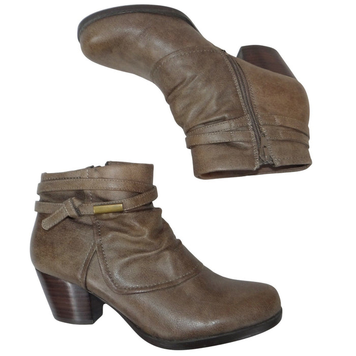 Baretraps Rhapsody Womens Taupe Brown Slouchy Ankle Boots Block Heel 7M0