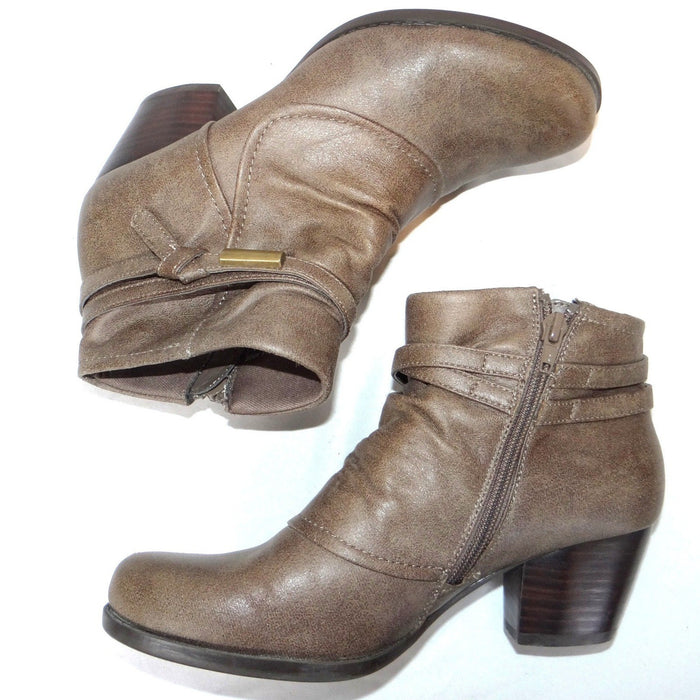 Baretraps Rhapsody Womens Taupe Brown Slouchy Ankle Boots Block Heel 7M1