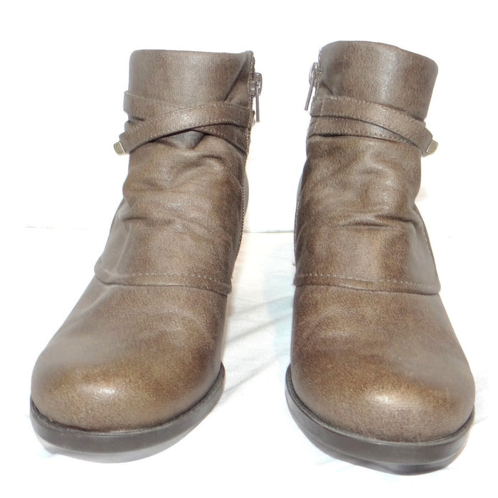 Baretraps Rhapsody Womens Taupe Brown Slouchy Ankle Boots Block Heel 7M4