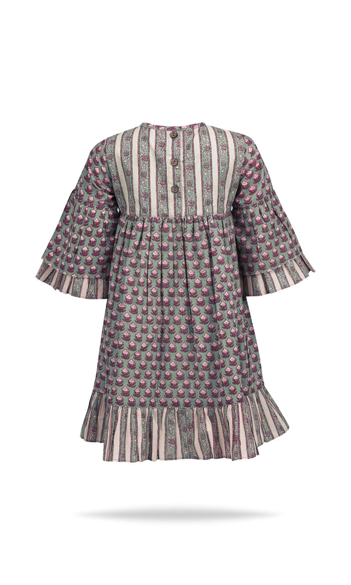 Bella Bee Dress : SAGE : Infant : Toddler : Tween dress & diaper cover Yo Baby India