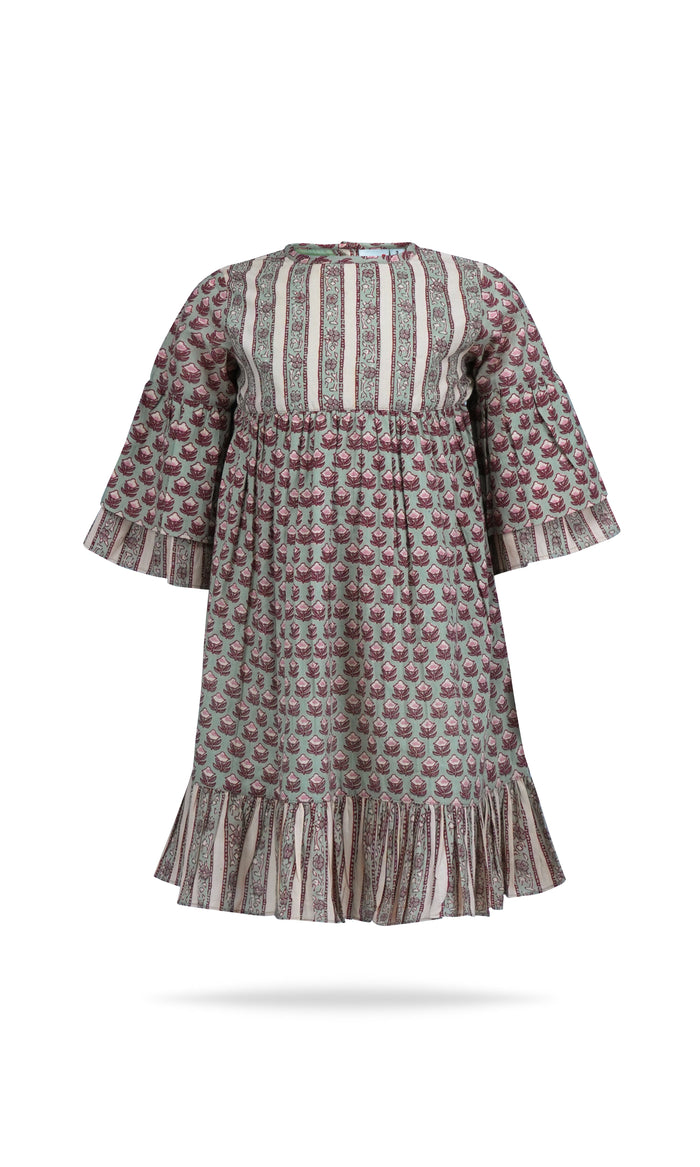 Bella Bee Dress : SAGE : Infant : Toddler : Tween dress & diaper cover Yo Baby India