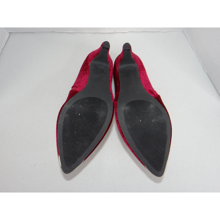 Bellini Womens Wine Red Crushed Velvet Pointed Toe Ankle Booties Gold Tip 34422