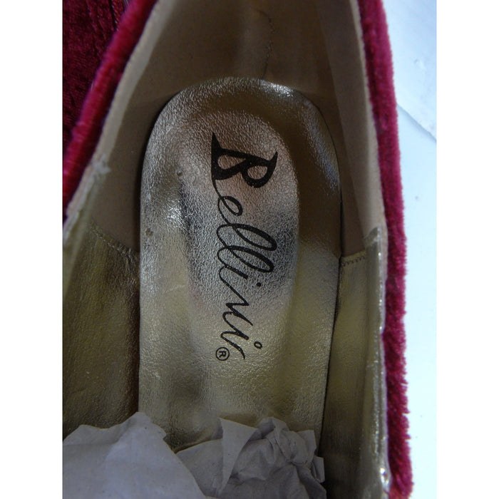 Bellini Womens Wine Red Crushed Velvet Pointed Toe Ankle Booties Gold Tip 34423