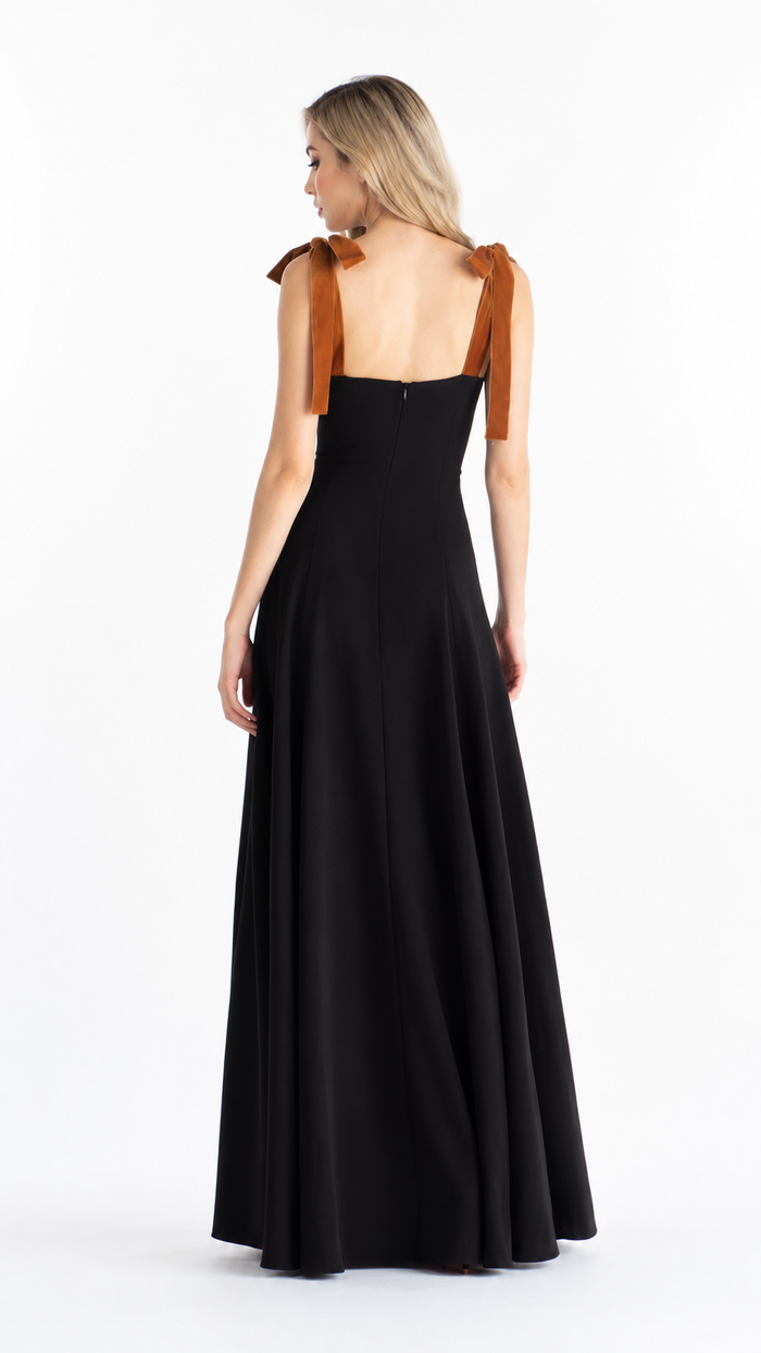 Black Bow Strap Maxi Dress – LUNARA