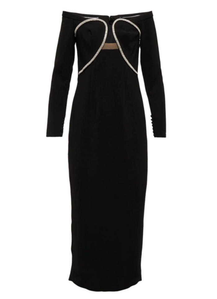 Black Off-Shoulder Cut-Out Midi Dress – VELVETTA