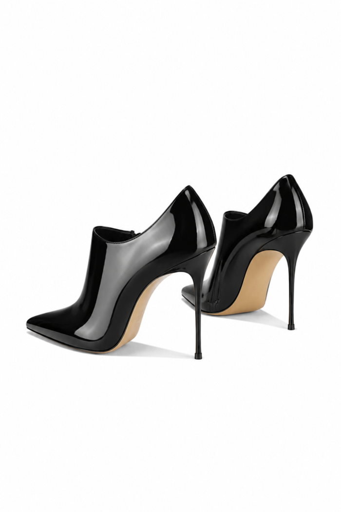 Black Patent Pointed Toe Ankle Heels – LUXÉRA