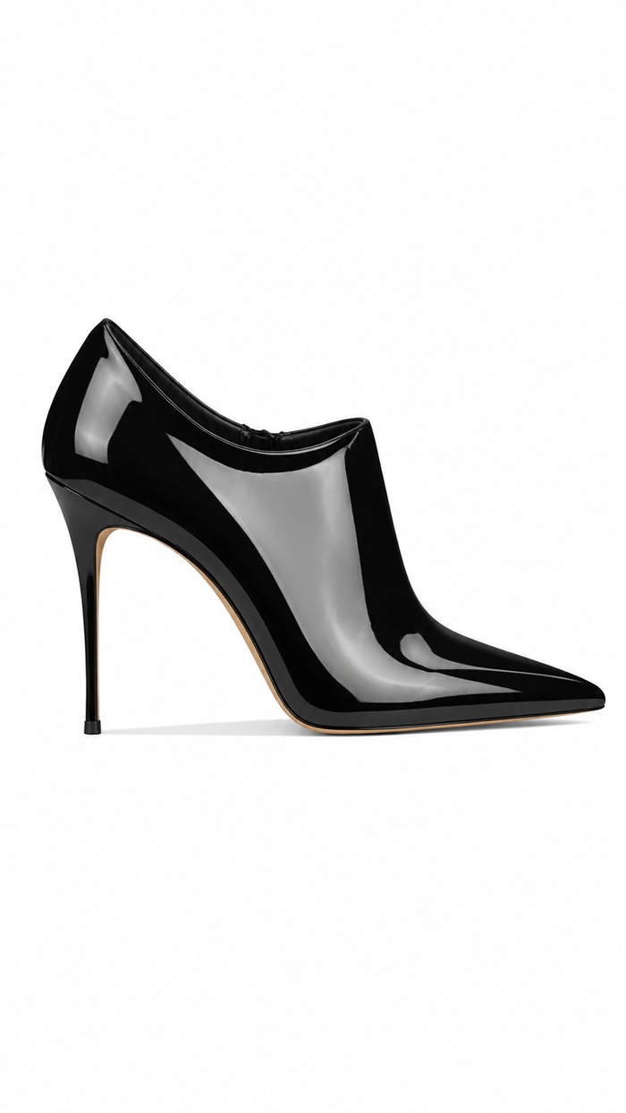 Black Patent Pointed Toe Ankle Heels – LUXÉRA