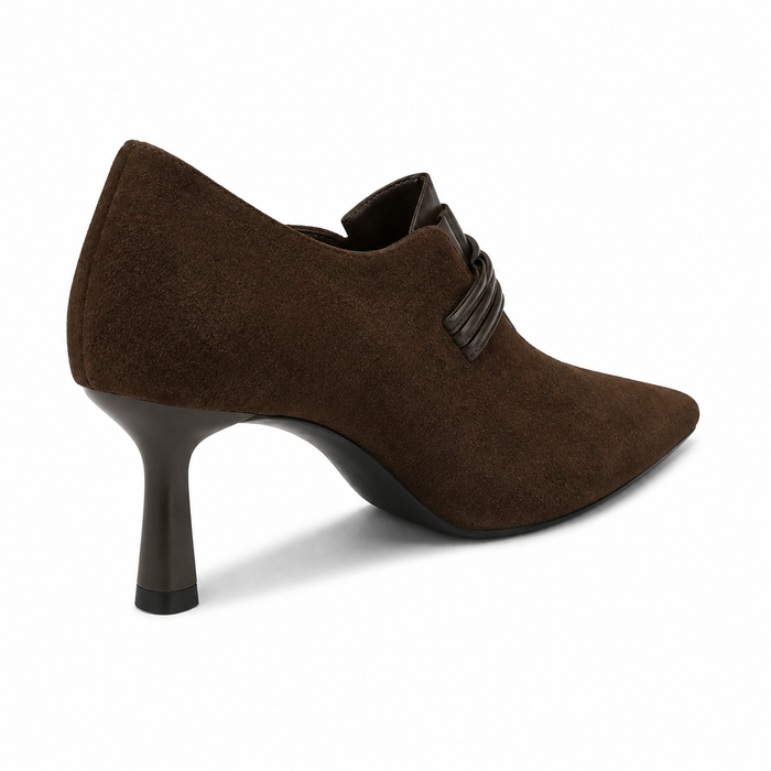 Black Suede Pointed Toe Bow Heels – VELNORA