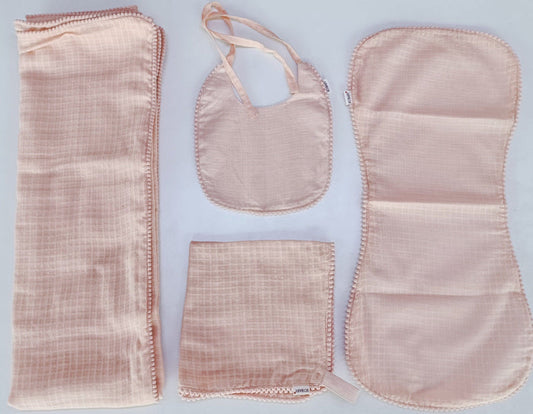 Blush Solid Color Cotton Checks Baby Layette Set 2-pc. set Yo Baby India