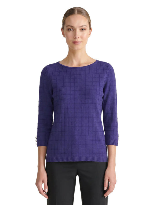 Boat Neck Textured Stitch Sweater, Regal Plum | Kasper