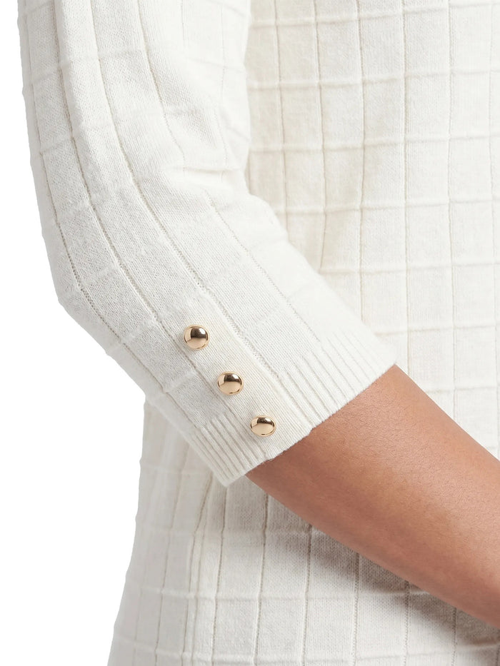 Boat Neck Textured Stitch Sweater, Vanilla Ice | Kasper