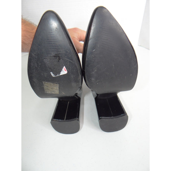 Boohoo Black Patent Block Heel Ankle Boots Pointed Toe Side Zip FD1083190 Size 82