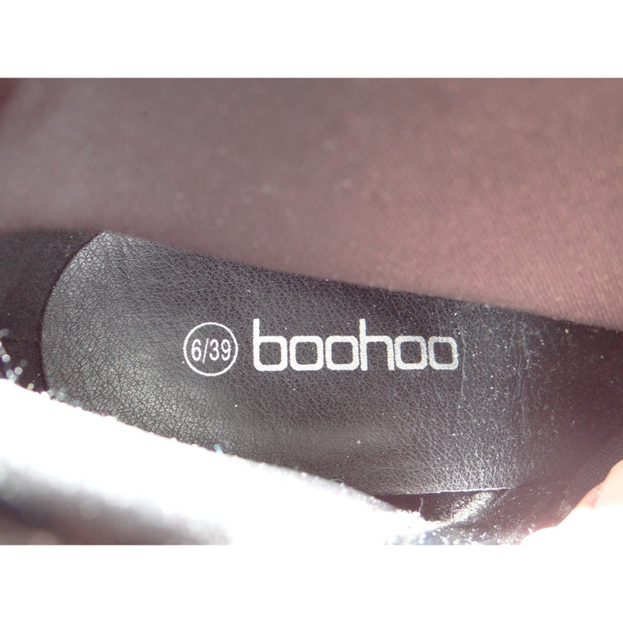 Boohoo Black Patent Block Heel Ankle Boots Pointed Toe Side Zip FD1083190 Size 84
