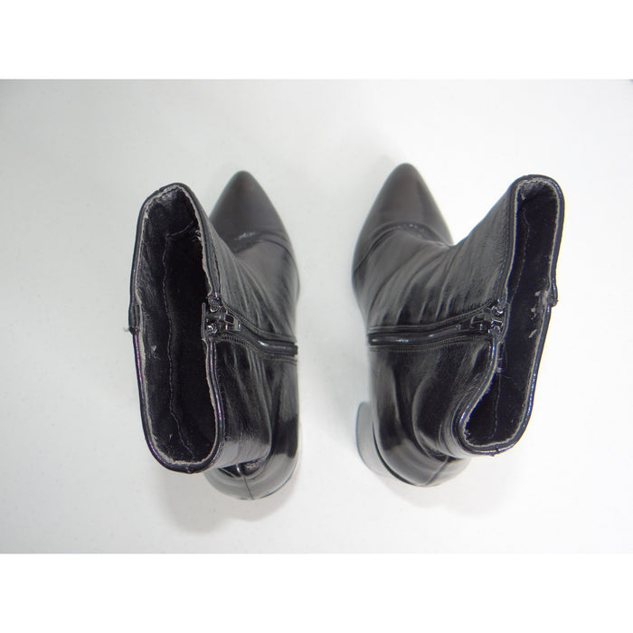 Boohoo Black Patent Block Heel Ankle Boots Pointed Toe Side Zip FD1083190 Size 85