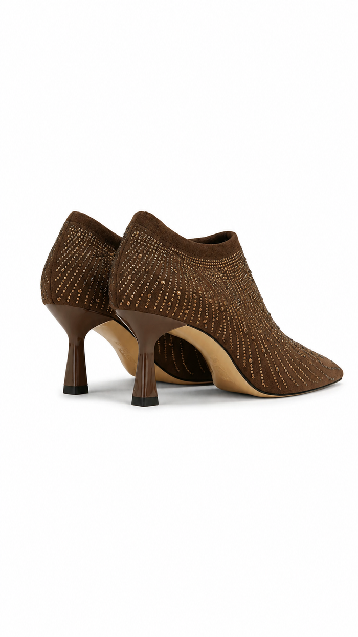 Brown Crystal Embellished Ankle Boots – BRAVÉLLE