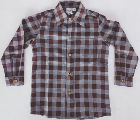 Burgundy Checkered Print Boys Shirts Shirt Yo Baby India