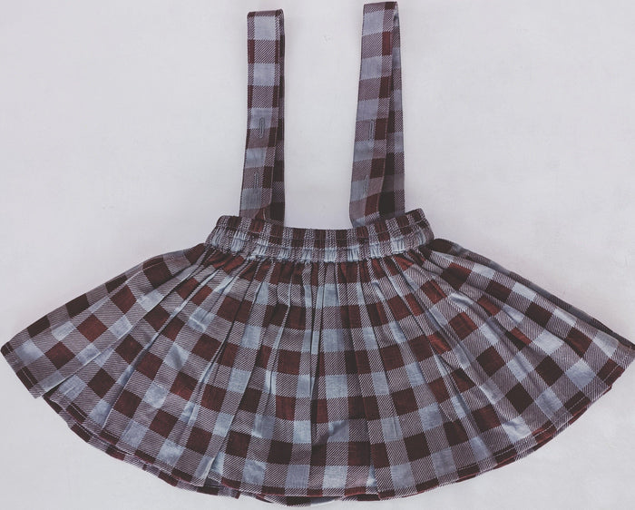 Burgundy Checkered Print Diaper Overall romper Yo Baby India