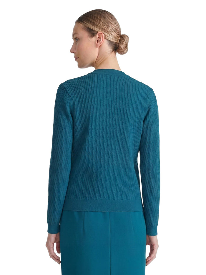 Cable Kissing Front Cardigan, Bottle Teal | Kasper