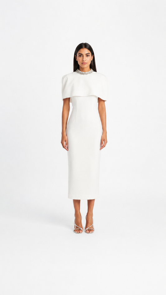 Cape Detail Midi Dress – SORINA