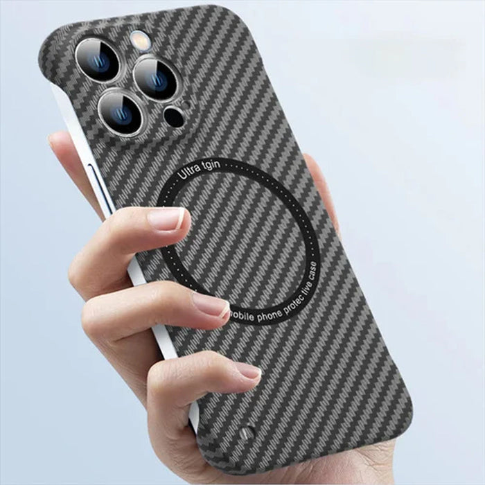 Carbon Fiber Texture Frameless For Magnetic charging iPhone Case