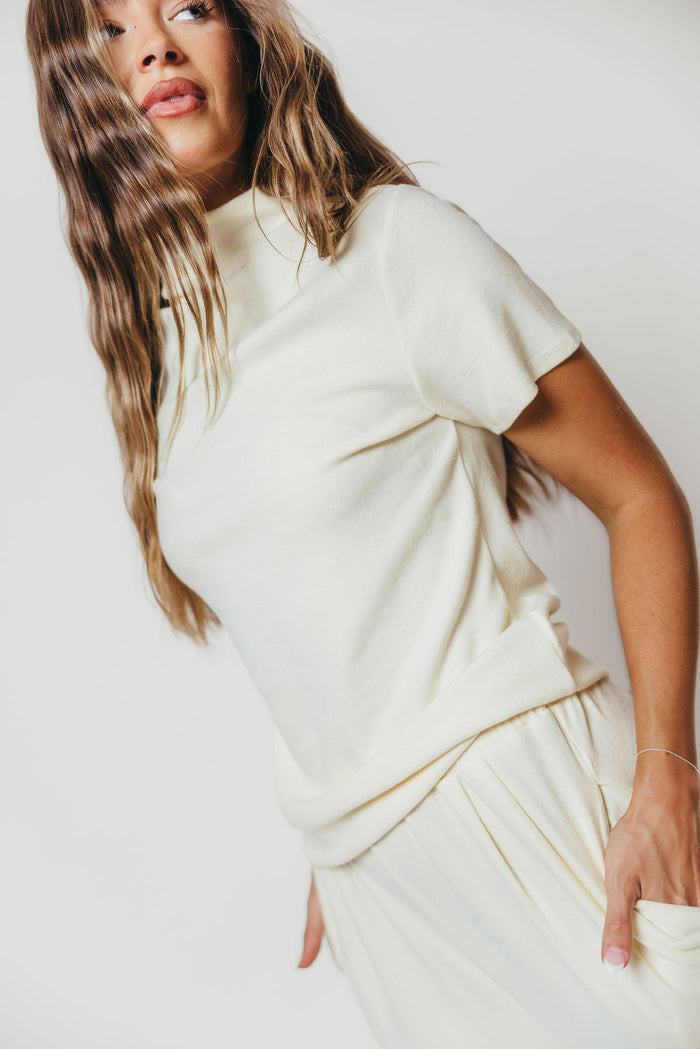 Carrie Mock Neck Knit Top in Cream