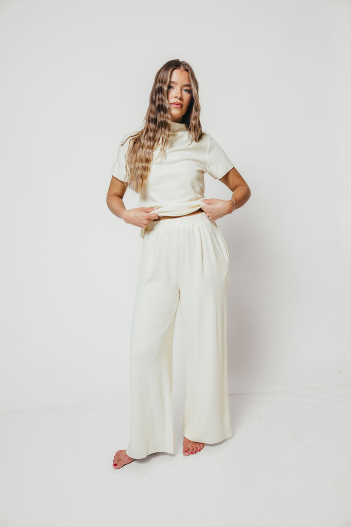 Carrie Mock Neck Knit Top in Cream