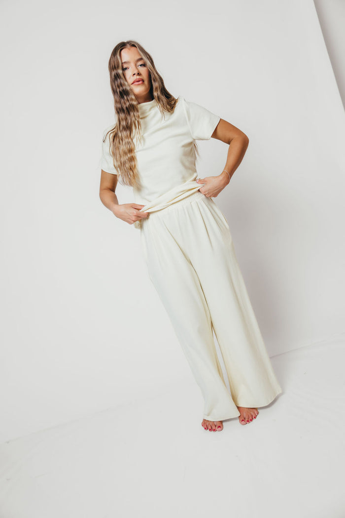 Carrie Mock Neck Knit Top in Cream