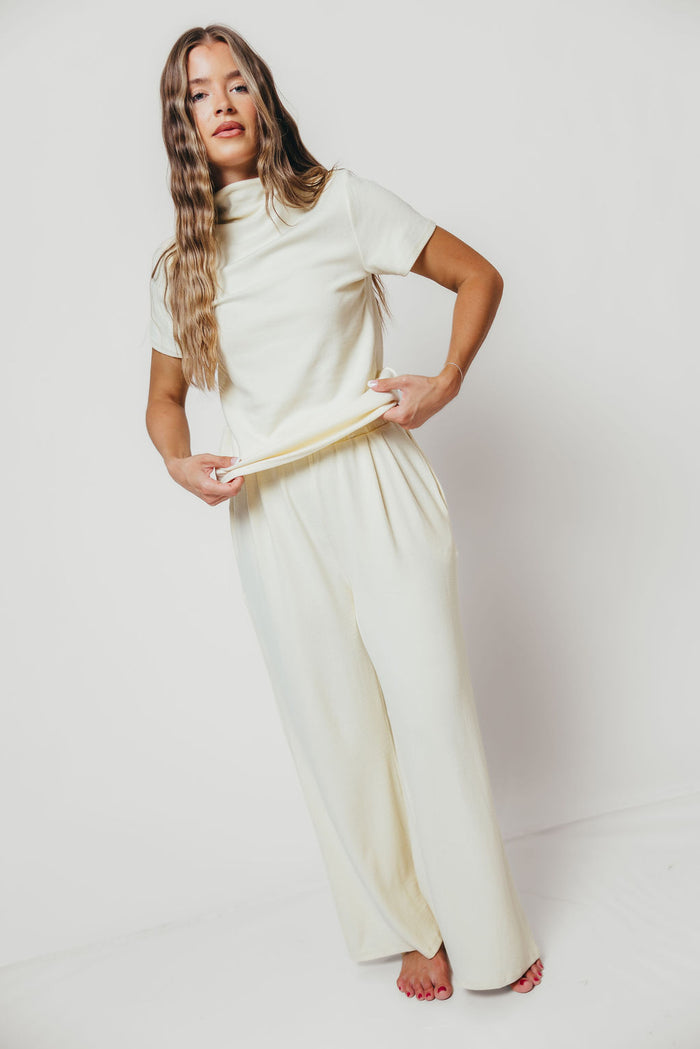 Carrie Mock Neck Knit Top in Cream