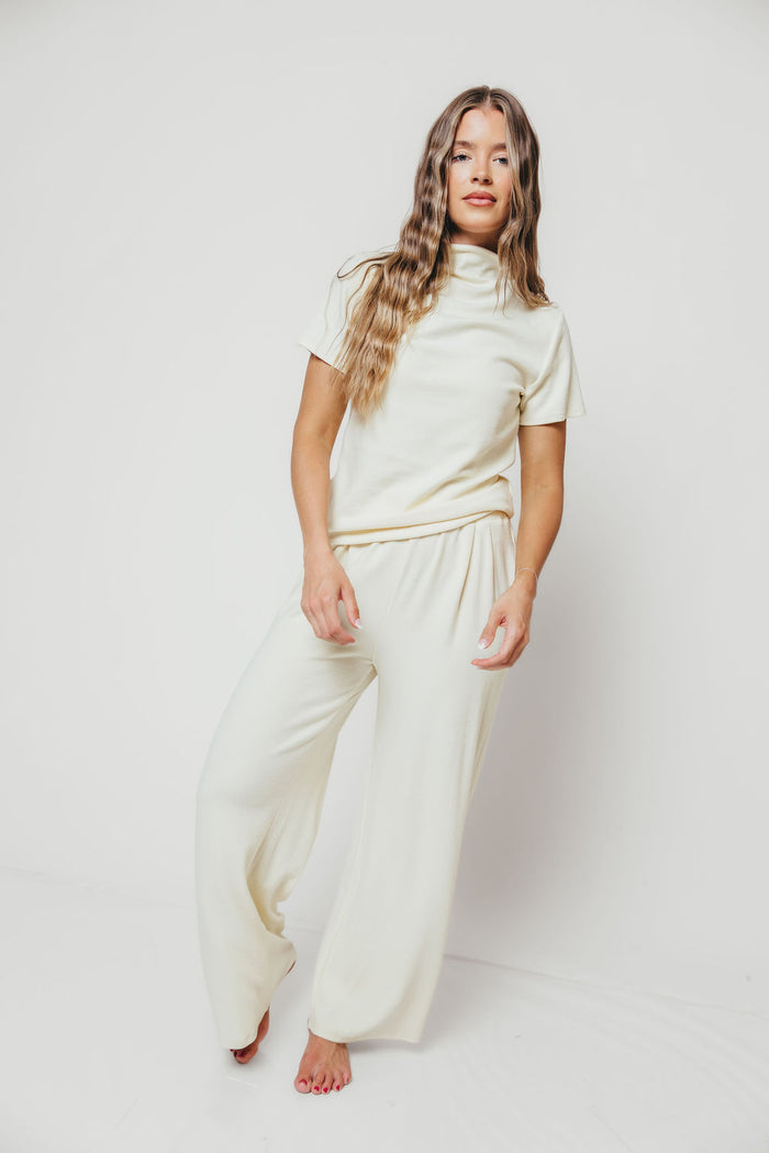 Carrie Mock Neck Knit Top in Cream