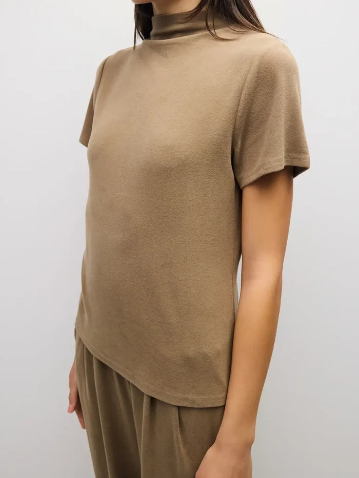 Carrie Mock Neck Knit Top in Mocha