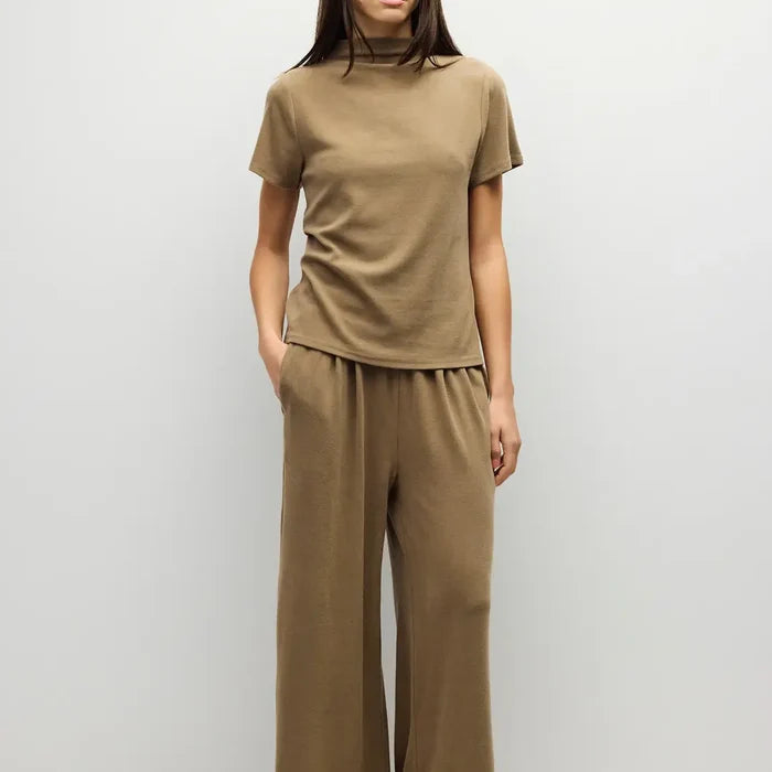 Carrie Mock Neck Knit Top in Mocha