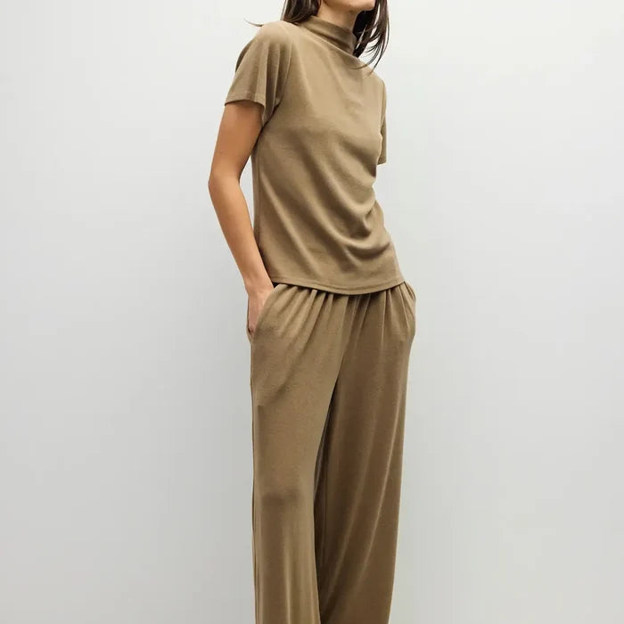 Carrie Mock Neck Knit Top in Mocha