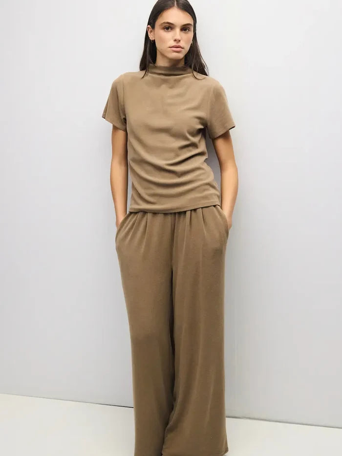 Carrie Mock Neck Knit Top in Mocha