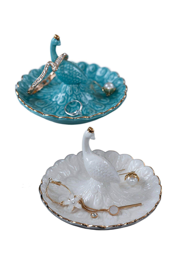 Ceramic Peacock Jewelry Ring Dishe CGF0194 (Set of 1 pcs) - COCOMELODY
