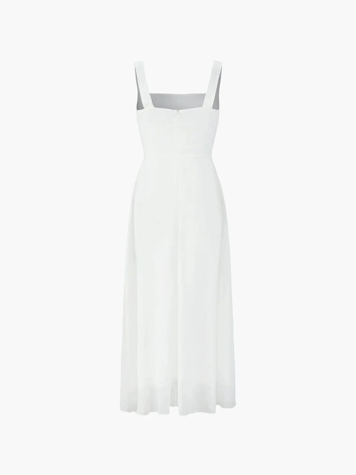 Charlotte - Elegant Women's Wedding Guest Dress with Square Neck and Flowy Midi Skirt