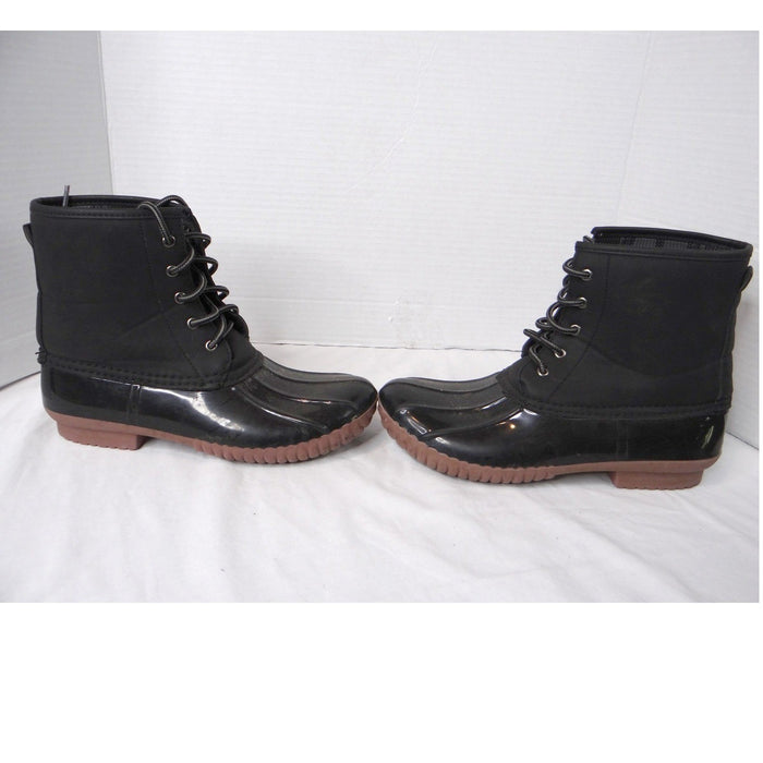 Charlotte Russe Black Lace Up Duck Boots Waterproof Rubber Sole Plaid Lined2