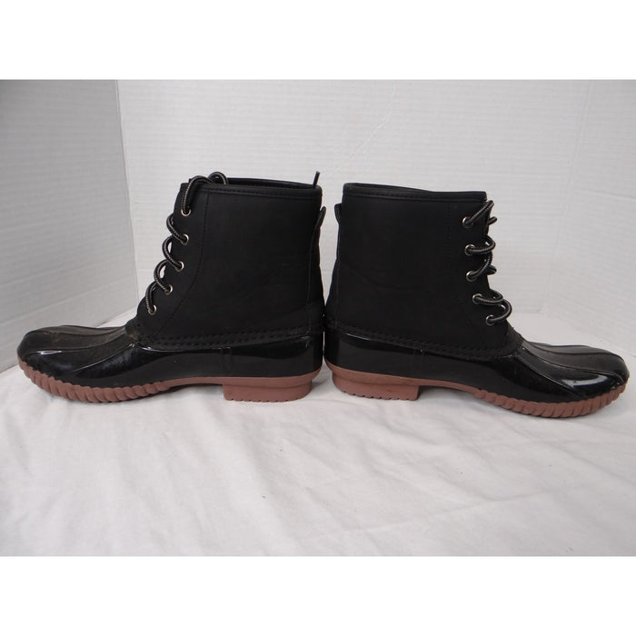 Charlotte Russe Black Lace Up Duck Boots Waterproof Rubber Sole Plaid Lined3