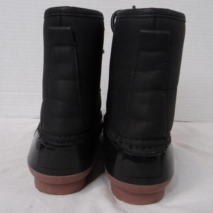 Charlotte Russe Black Lace Up Duck Boots Waterproof Rubber Sole Plaid Lined4