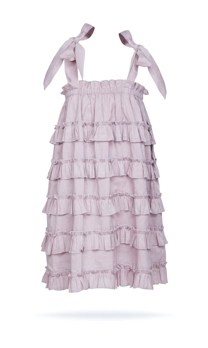 Charming Lavender Multi-Tiered Layered Dress with Tie Straps DRESS Yo Baby India