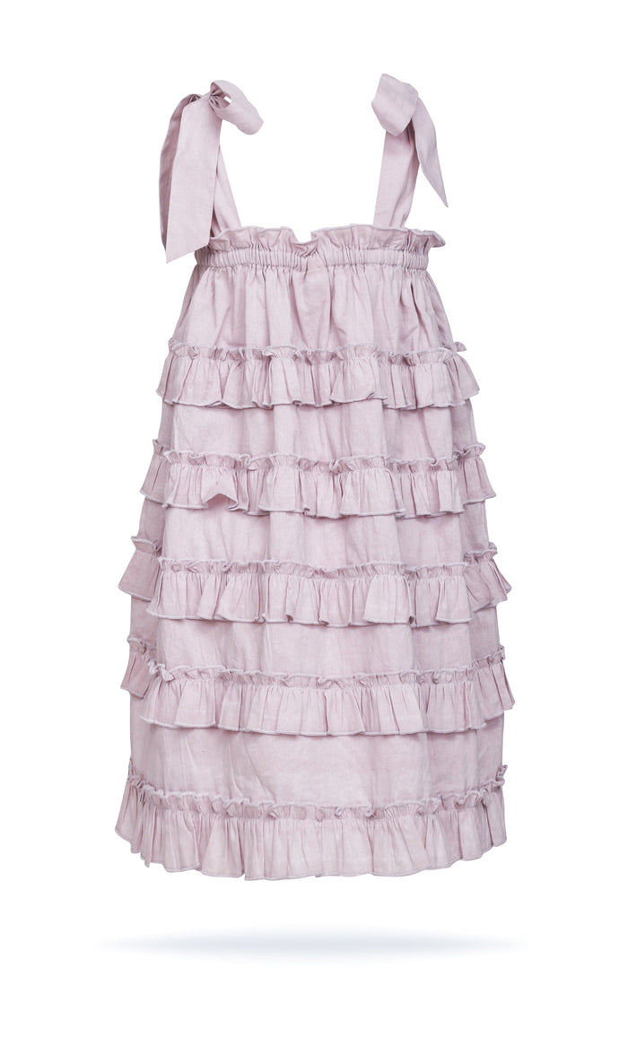 Charming Lavender Multi-Tiered Layered Dress with Tie Straps DRESS Yo Baby India
