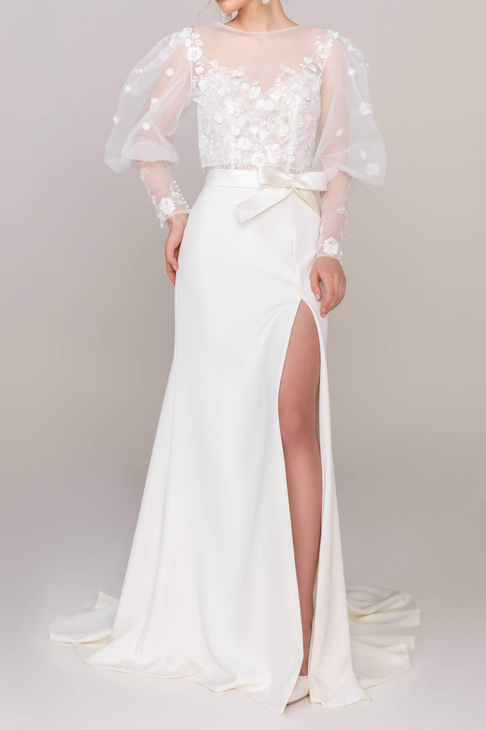Charming Tulle Wedding Wrap with Appliques CZ0254 - COCOMELODY